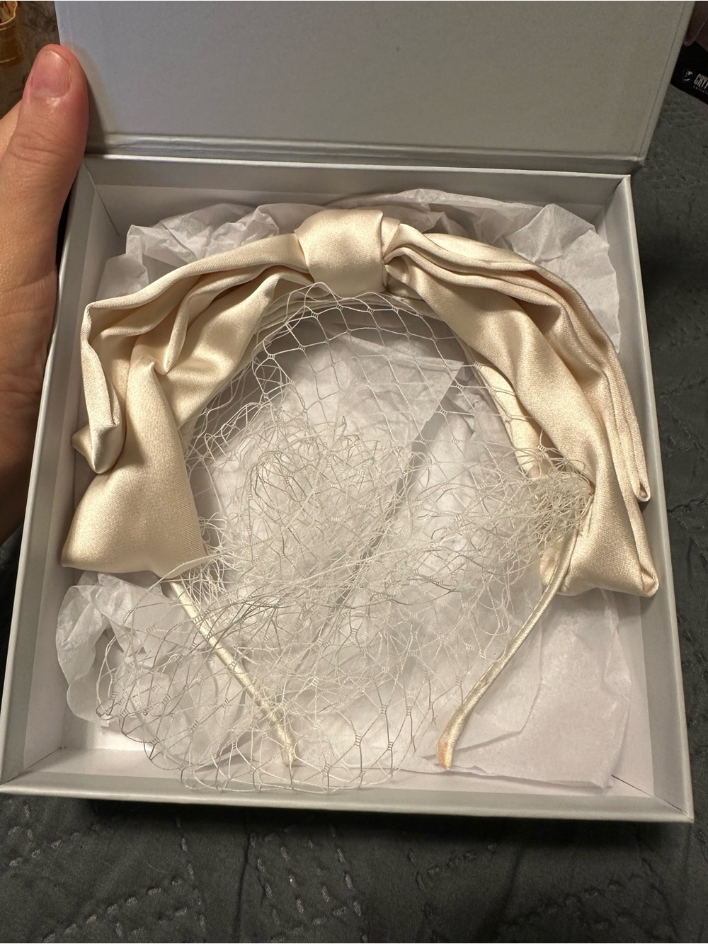 Ivory headband veil